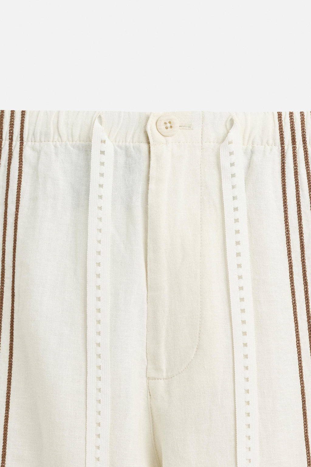 100% LINEN EMBROIDERED TROUSERS - Zara фото 17