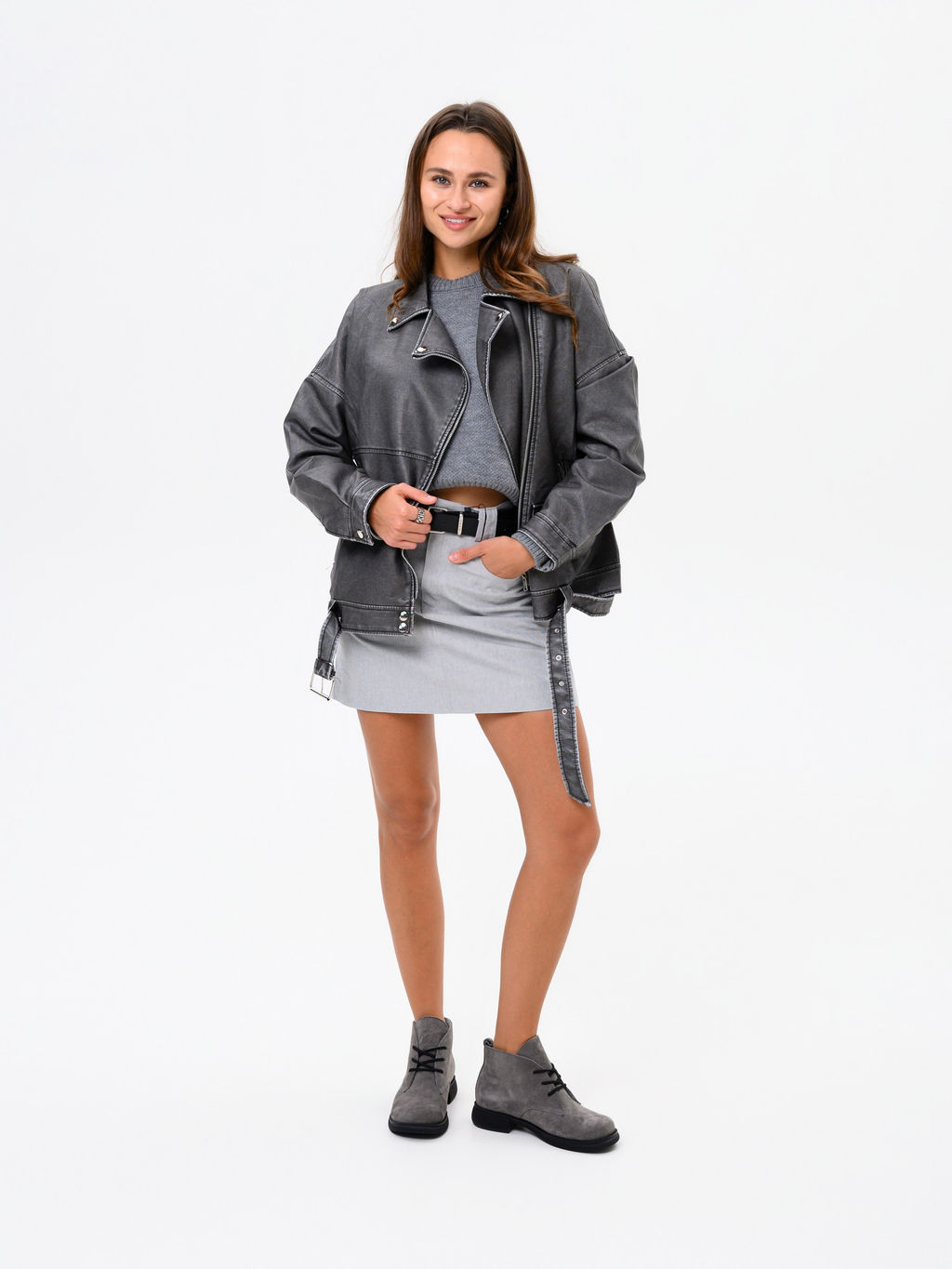 Ботинки 308.патрицияbl.Серый замок замша/байка