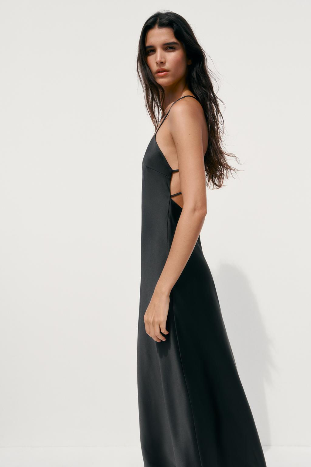 SATIN MIDI DRESS WITH STRAPS ON THE BACK - Zara фото 4