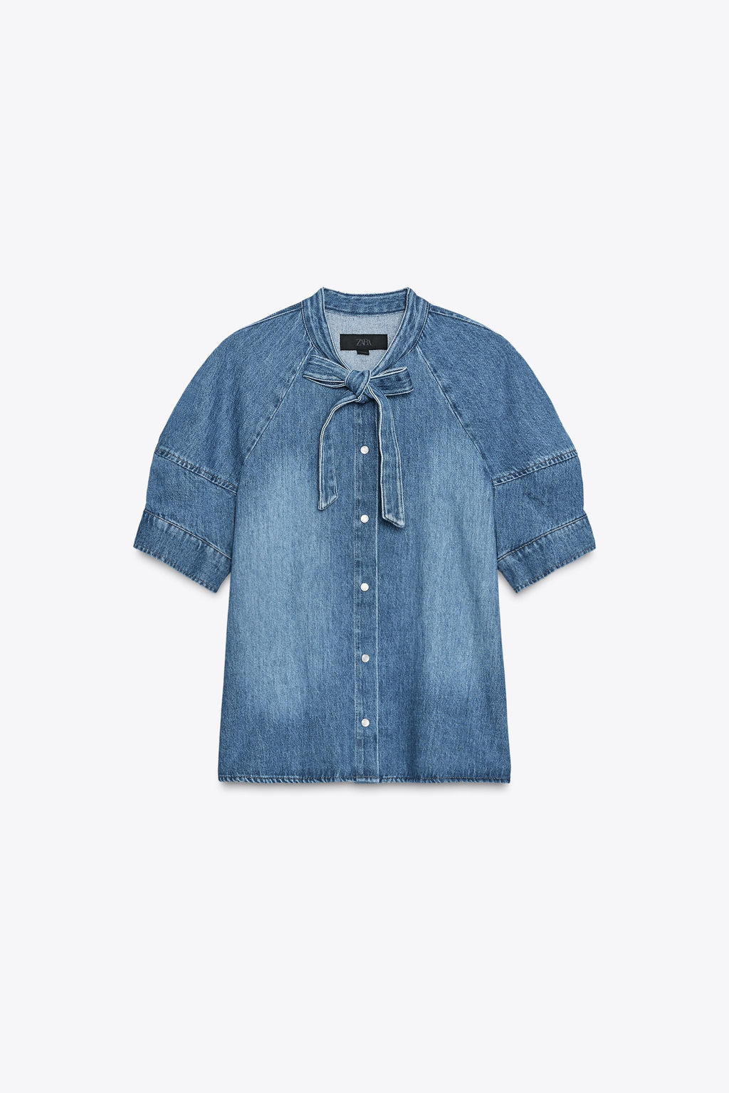 ZW COLLECTION DENIM SHIRT WITH TIE - Zara фото 7