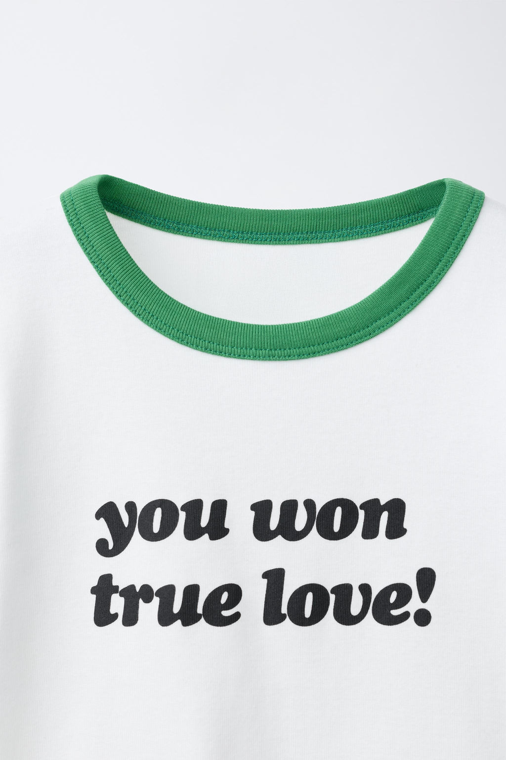 CAMISETA RIB CONTRASTE TEXTO / Verde agua - Zara фото 3