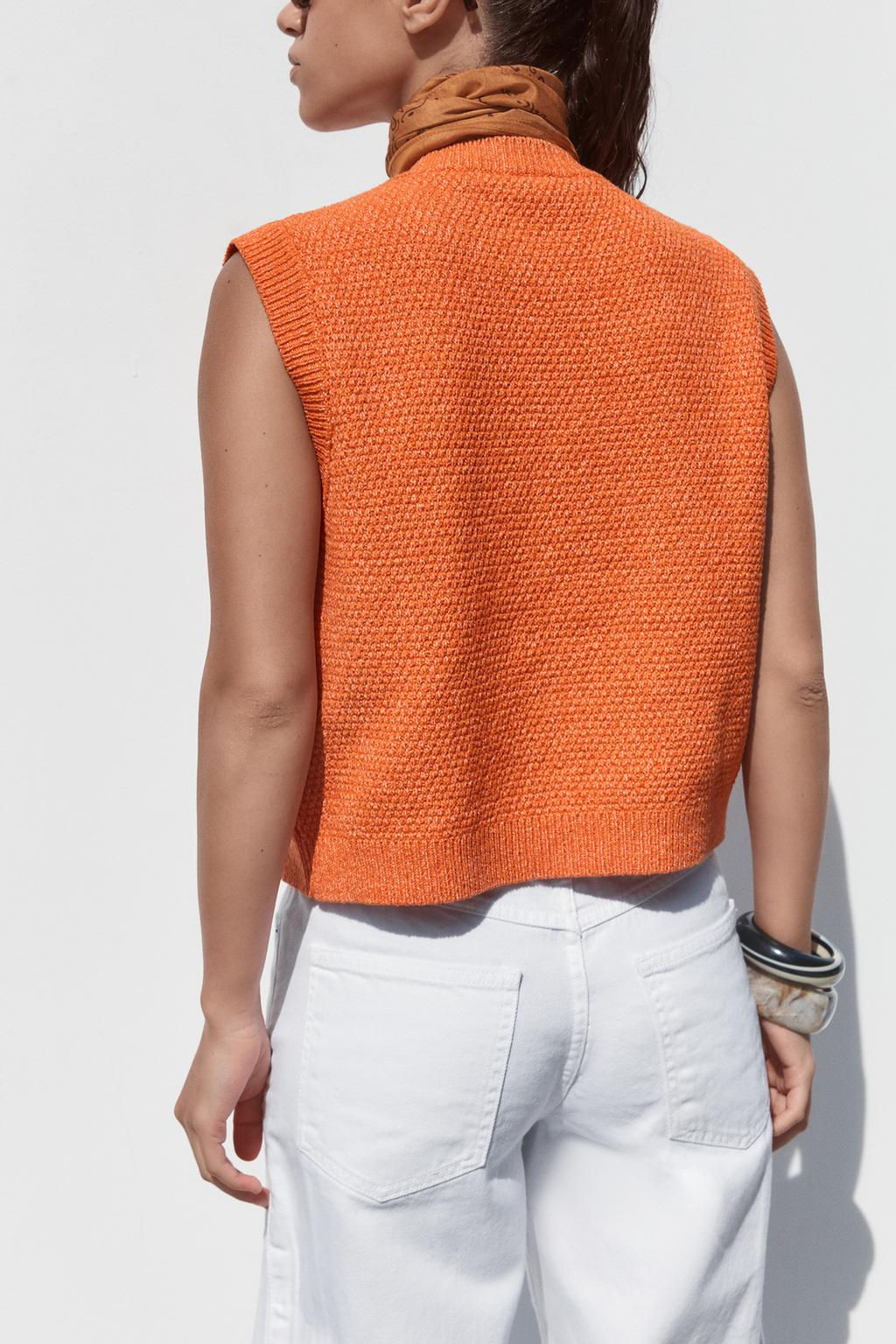 SHELL BUTTON KNIT WAISTCOAT TOP - Zara фото 4