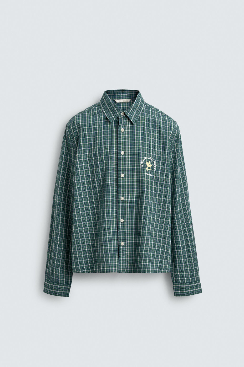 CAMISA CROPPED FIT CUADROS ESTAMPADO BORDADO / Verde - Zara фото 7