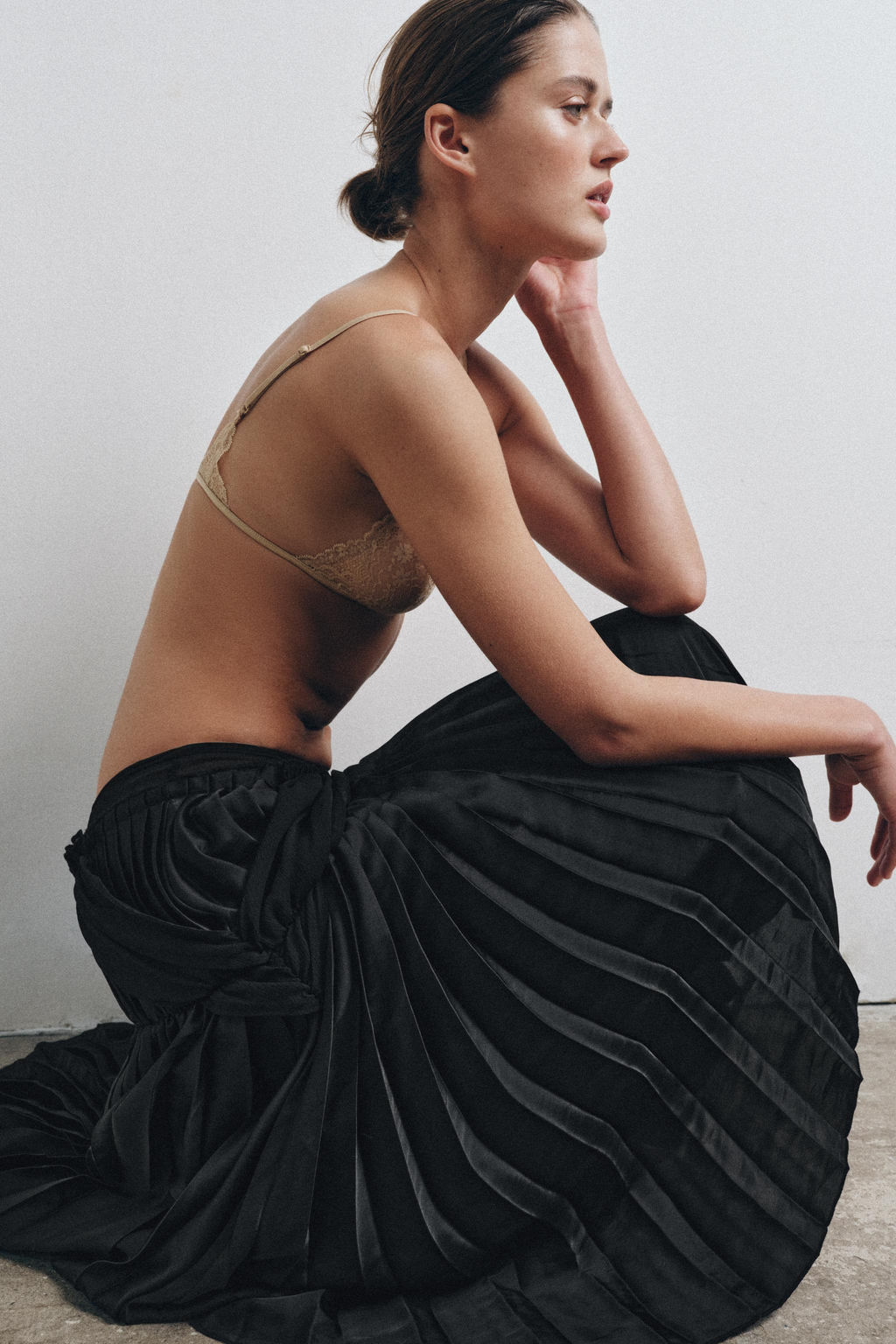 FALDA MIDI COMBINADA PLIEGUES / Negro - Zara фото 3