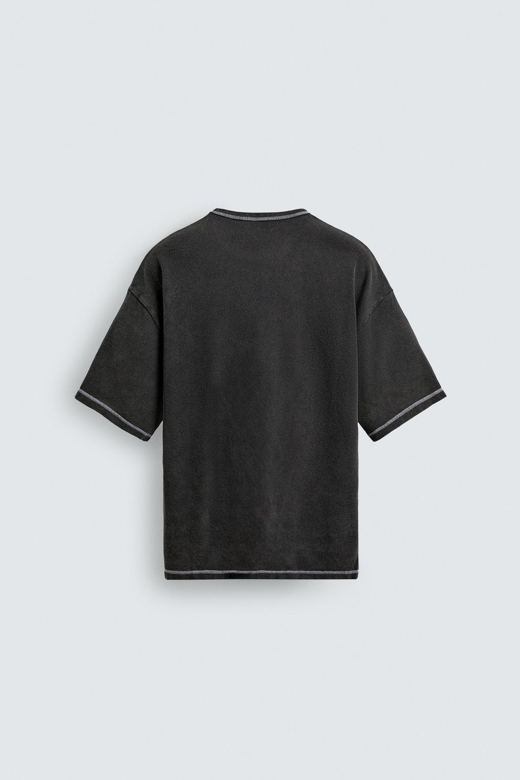 CAMISETA PUNTO LAVADO CONTRASTE / Negro - Zara фото 8