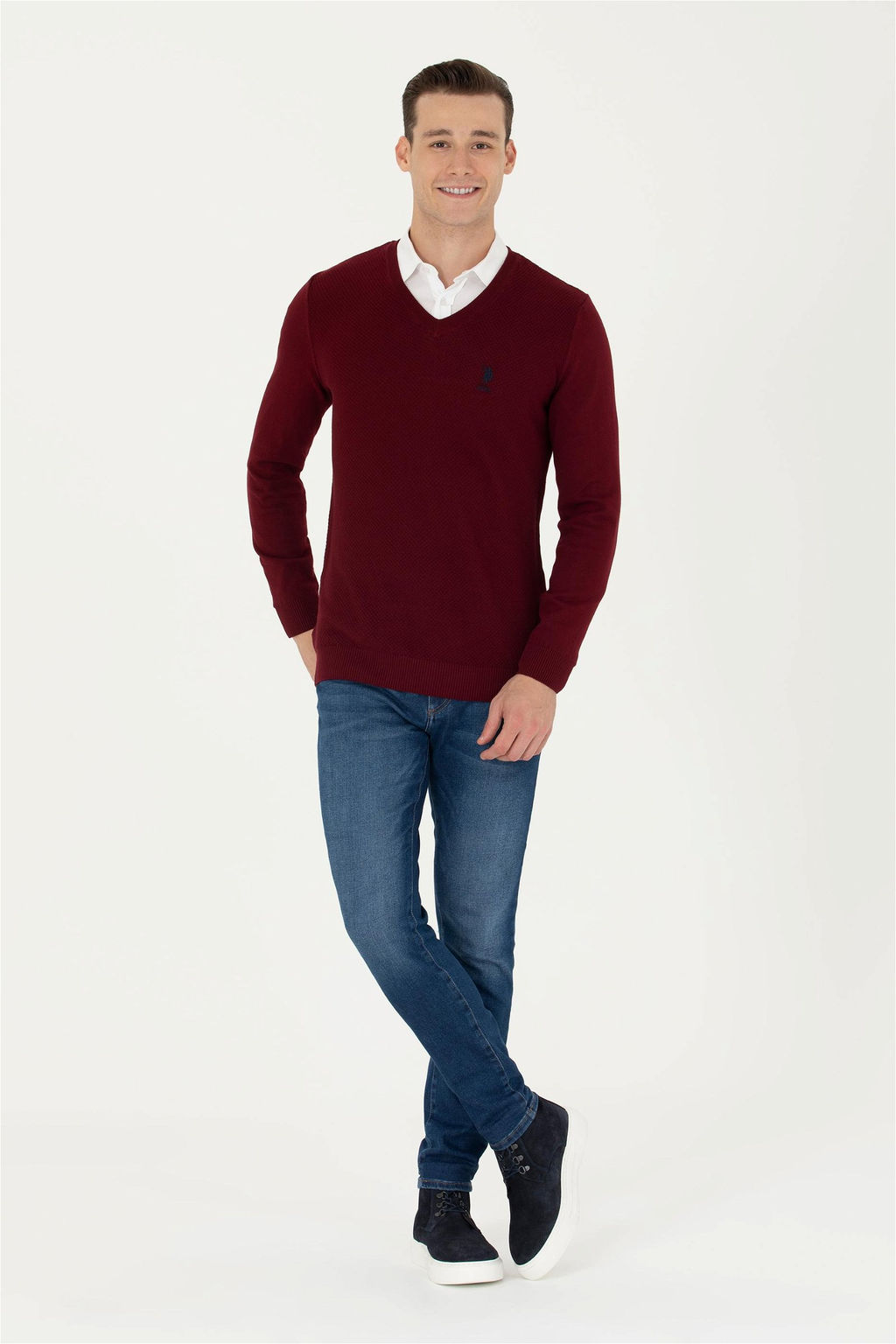 U. S. Polo Assn Мужской бордово-красный базовый свитер - U.s. polo assn фото 11