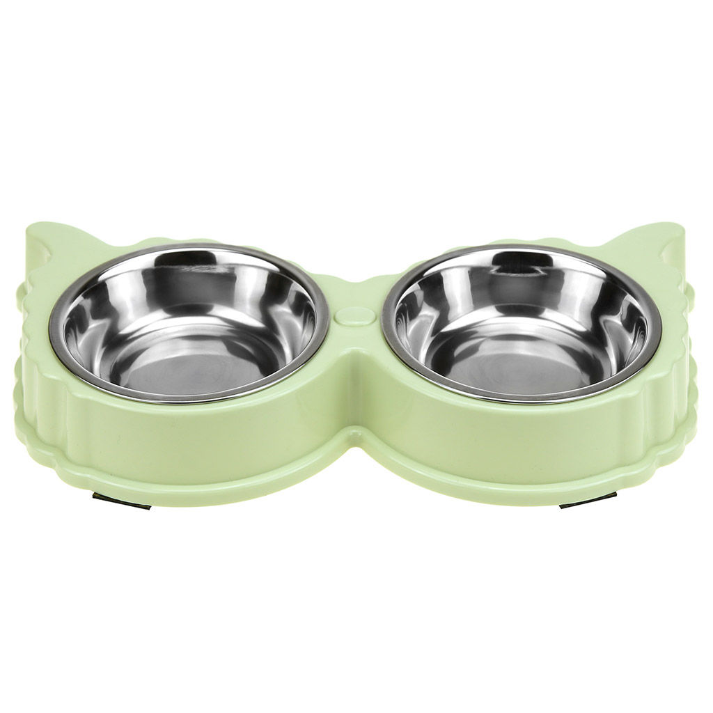 Миска для кормления животных из нержавеющей стали Сова 0,18л, д11см h2,8см, 2 штуки на пластмассовой подставке 29,5х15х4см, цвета микс (Китай) - Pet toys фото 6