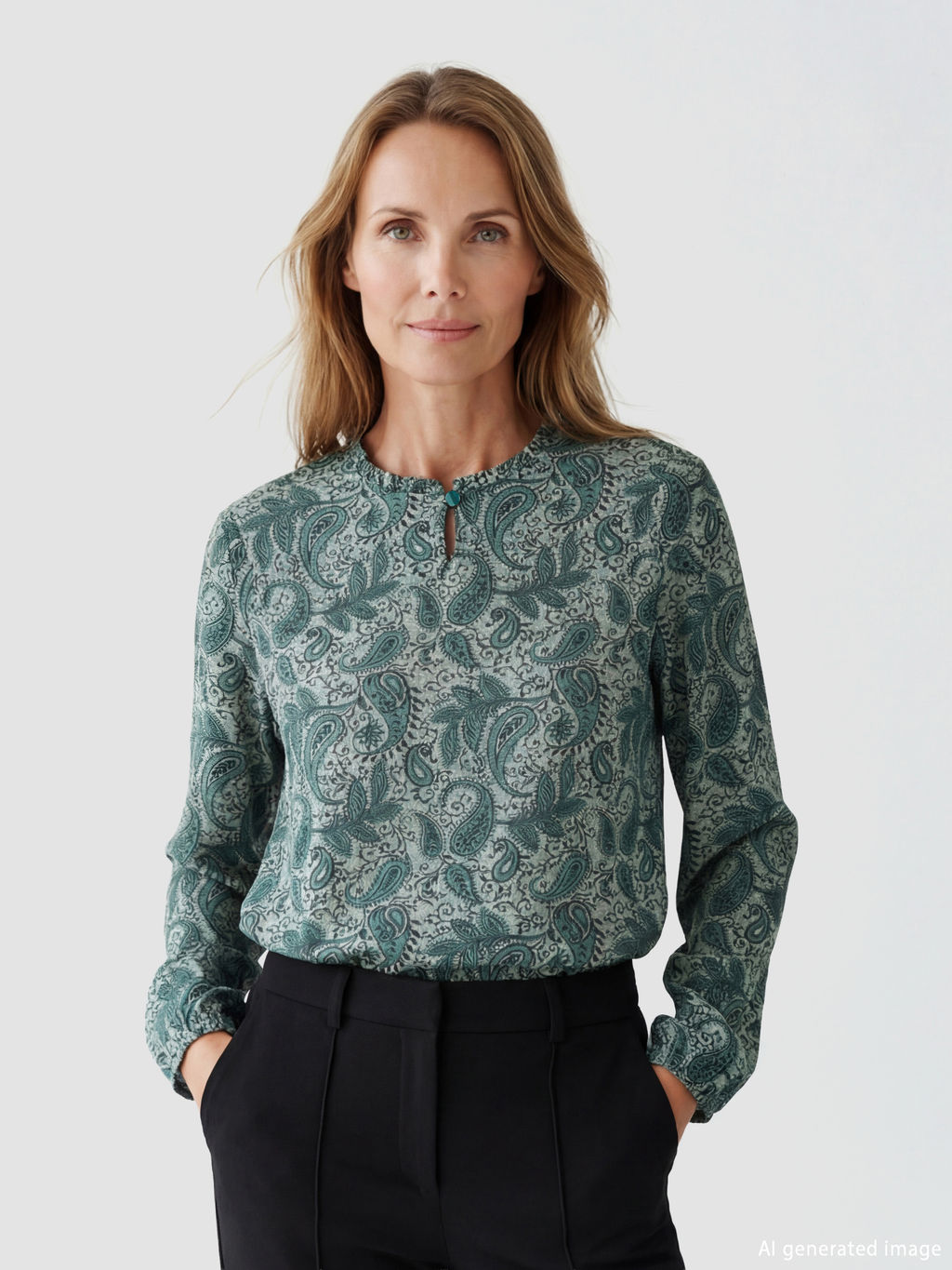 Bisiklet Yaka Desenli Bluz