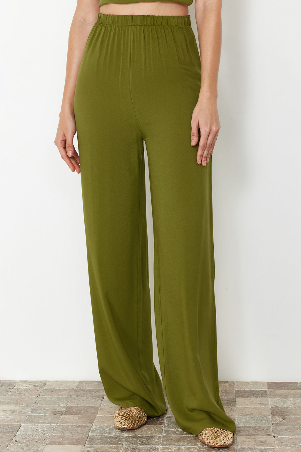 Haki Dokuma Bluz Pantolon Plaj Tak?m TBESS24AU00017 - Trendyolmilla фото 5