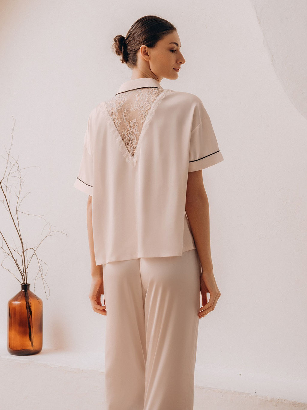 Пижама домашняя Indefini рубашка и брюки из полиэстера  фото 9