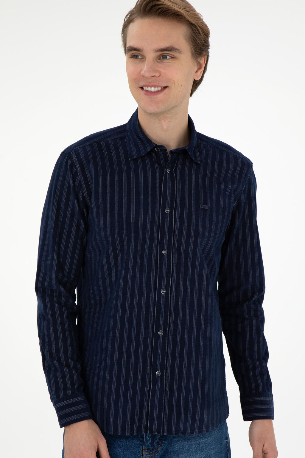 Мужская темно-синяя рубашка с длинным рукавом Неожиданная скидка в корзине - U.s. polo assn фото 3