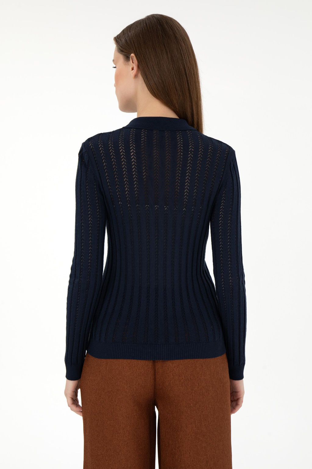 Женский темно-синий свитер с воротником-поло Неожиданная скидка в корзине - U.s. polo assn фото 5