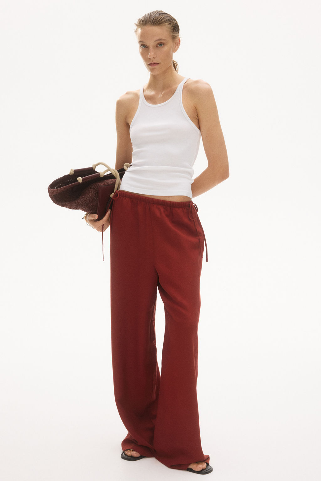 Pantal?n en mezcla de lino con cord?n de ajuste - H&m фото 5