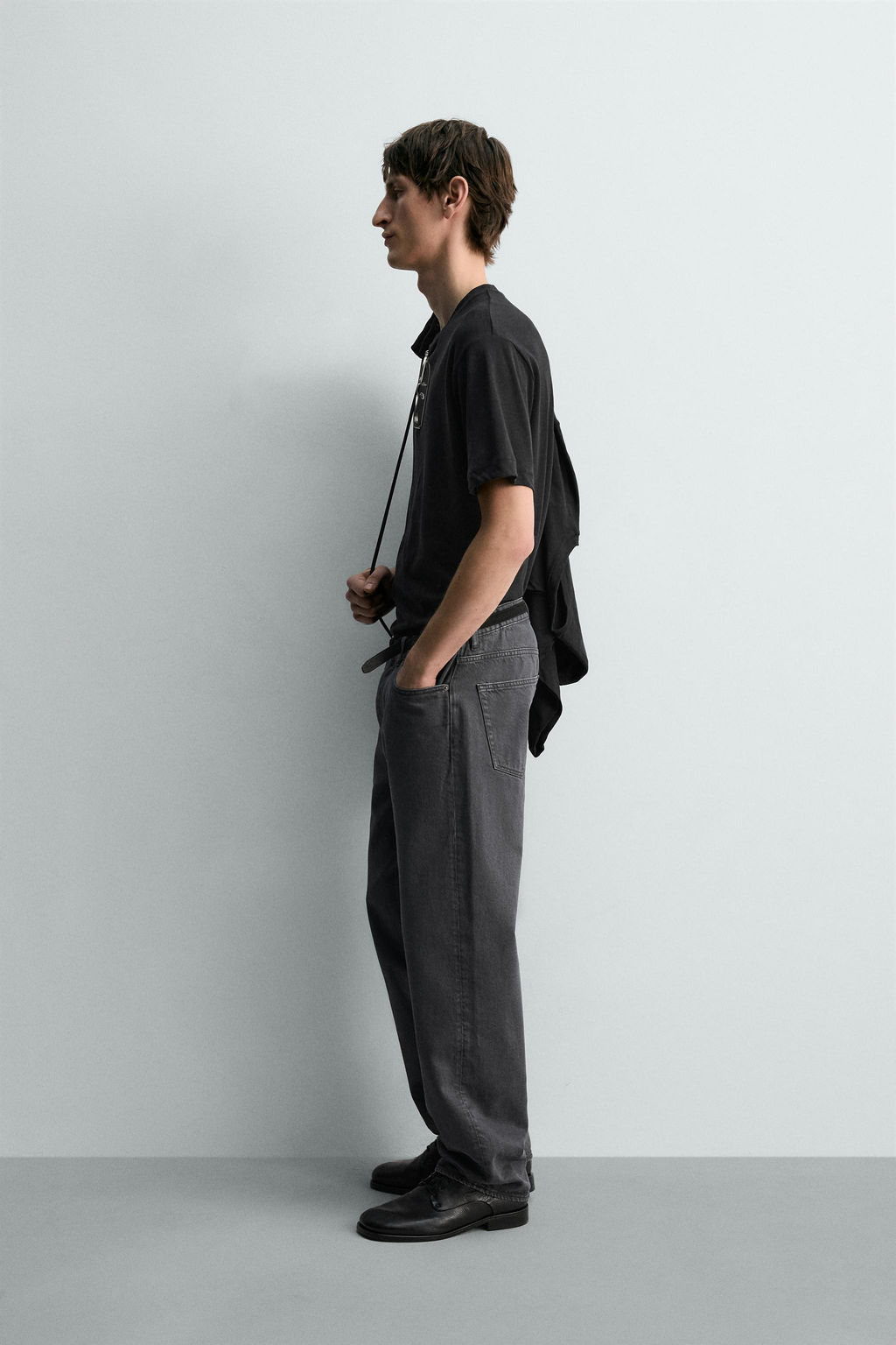 CAMISETA RELAXED FIT ALGOD?N - LINO / Negro - Zara фото 4