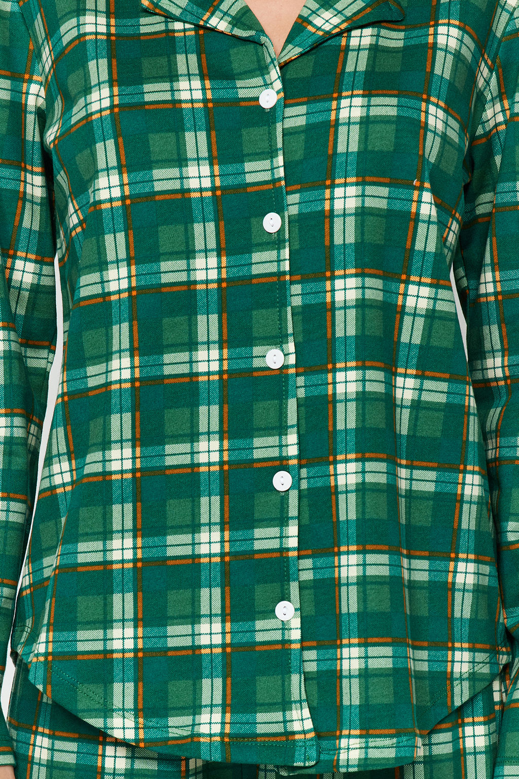 Yesil %100 Pamuklu Ekoseli Gomlek-Pantolon Orme Pijama Tak?m? THMAW24PT00252 - Trendyolmilla фото 4