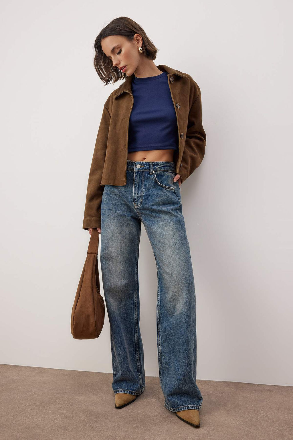 TRENDYOLMILLA Siyah Yuksek Bel Wide Leg Jeans TWOAW24JE00075  фото 5