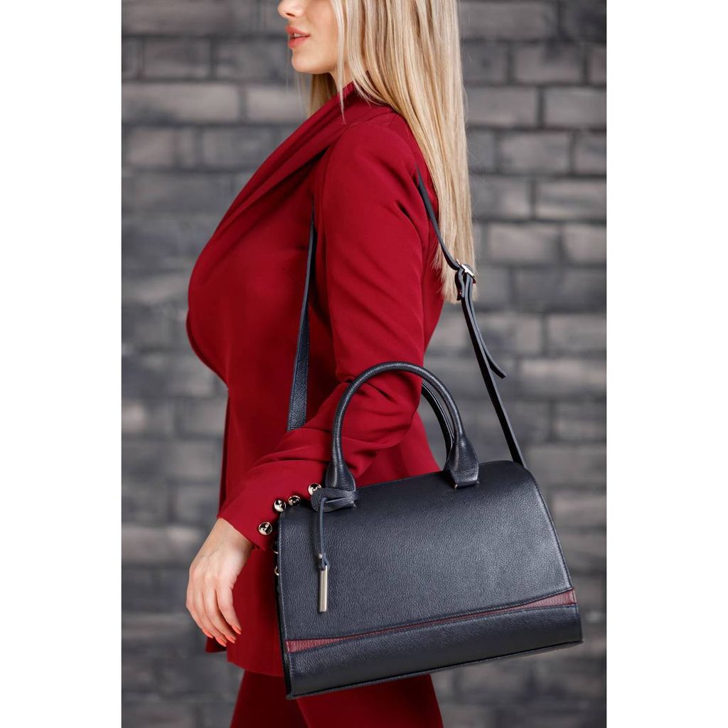 Женская кожаная сумка Emra Burgundy/Dark Blue - Lakestone фото 20