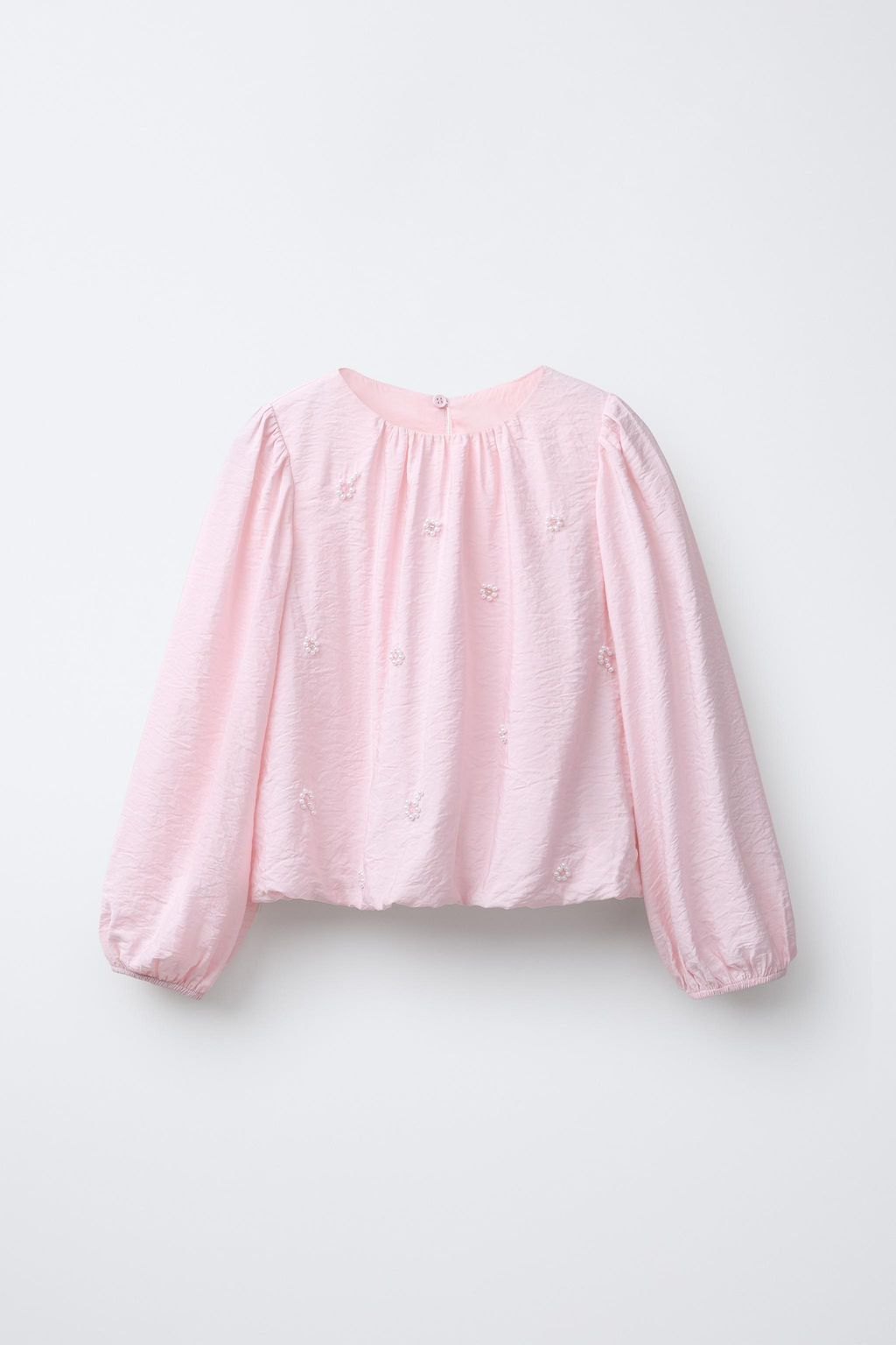 SATIN BLOUSE WITH FAUX PEARLS