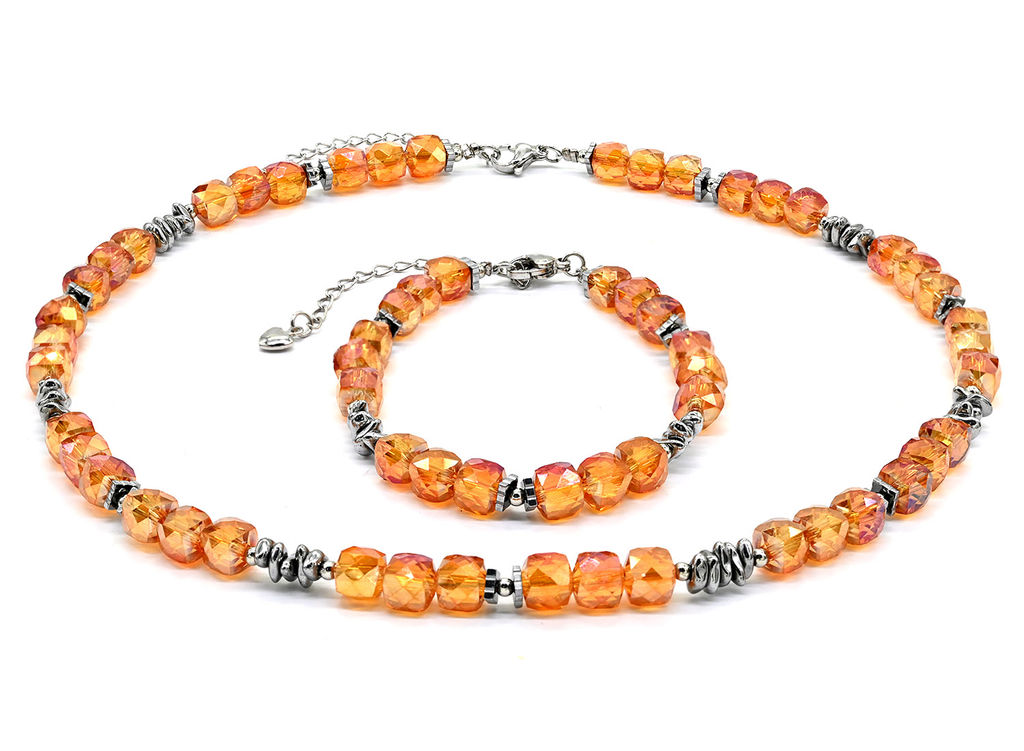 Чокер и браслет из циркона кубик граненый 6*6мм, цвет синий, 40см, 17см - Радуга камня фото 12