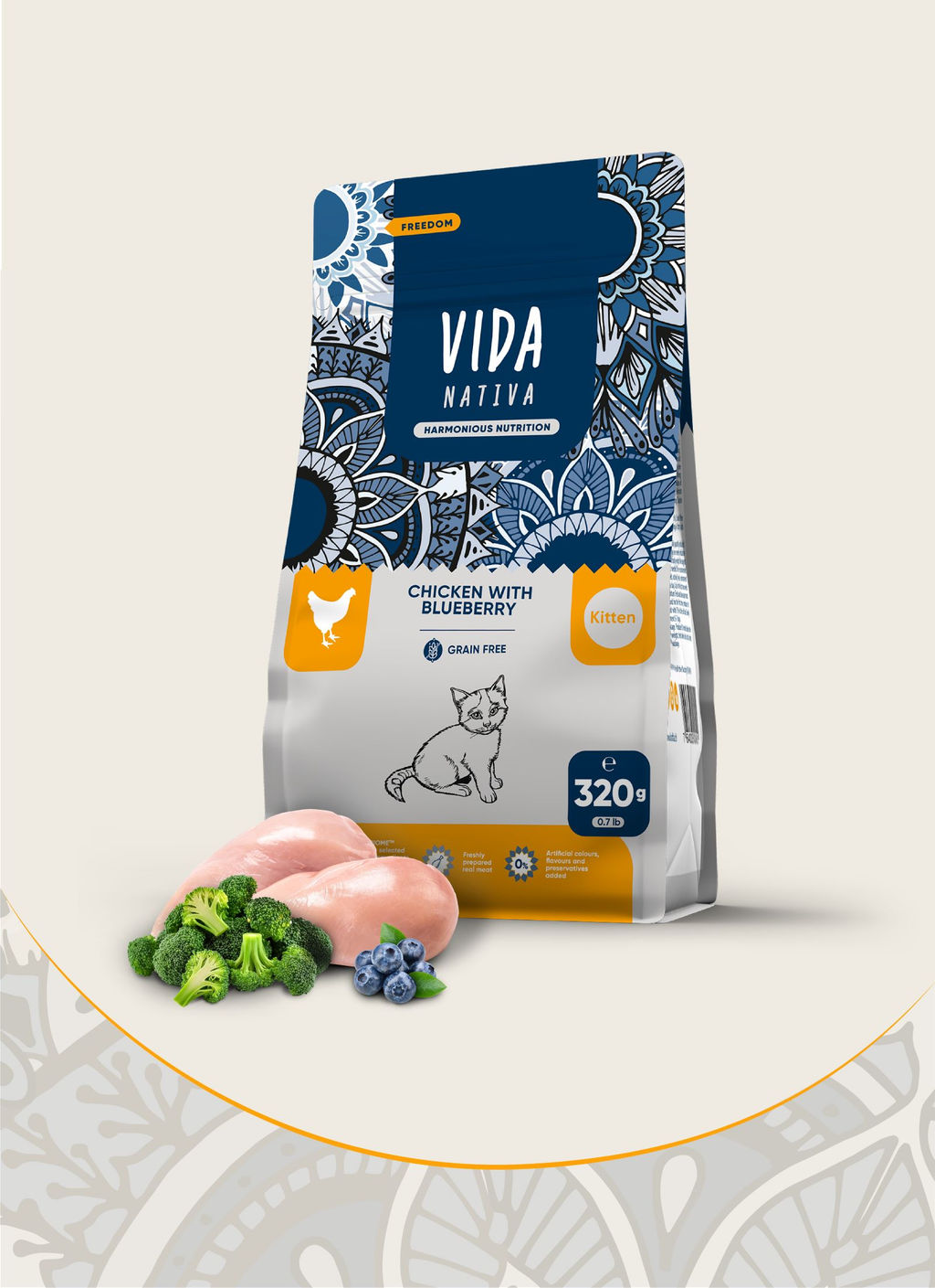 Корм Vida Nativa для котят с курицей и черникой P02132002