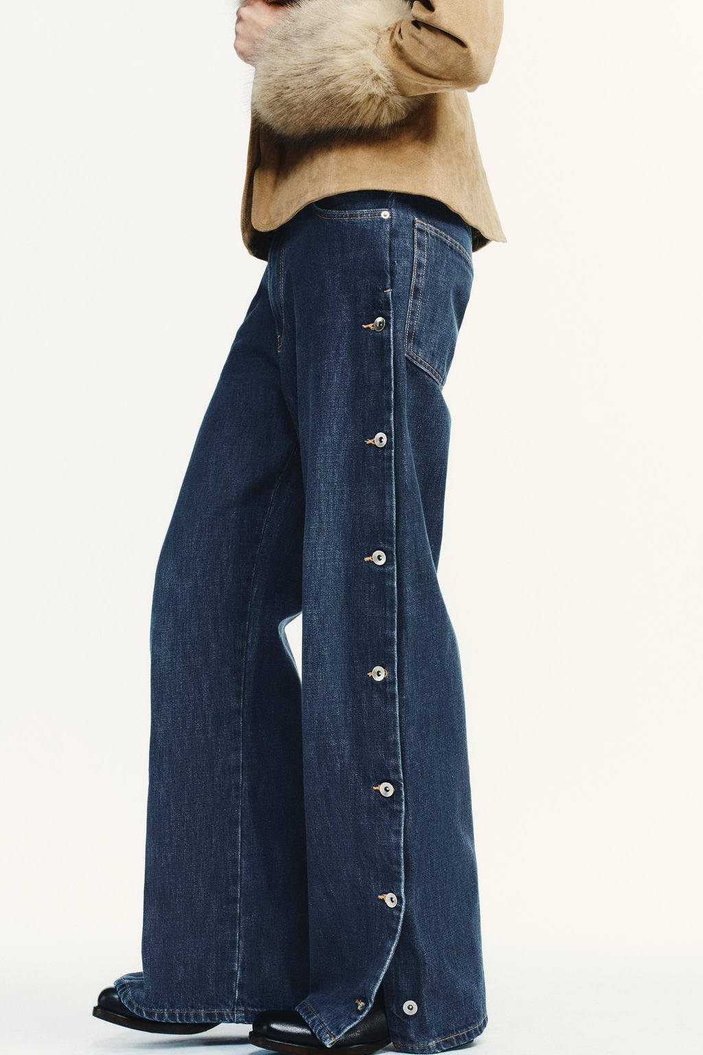 TRF BAGGY MID-WAIST BUTTON JEANS - Zara фото 4