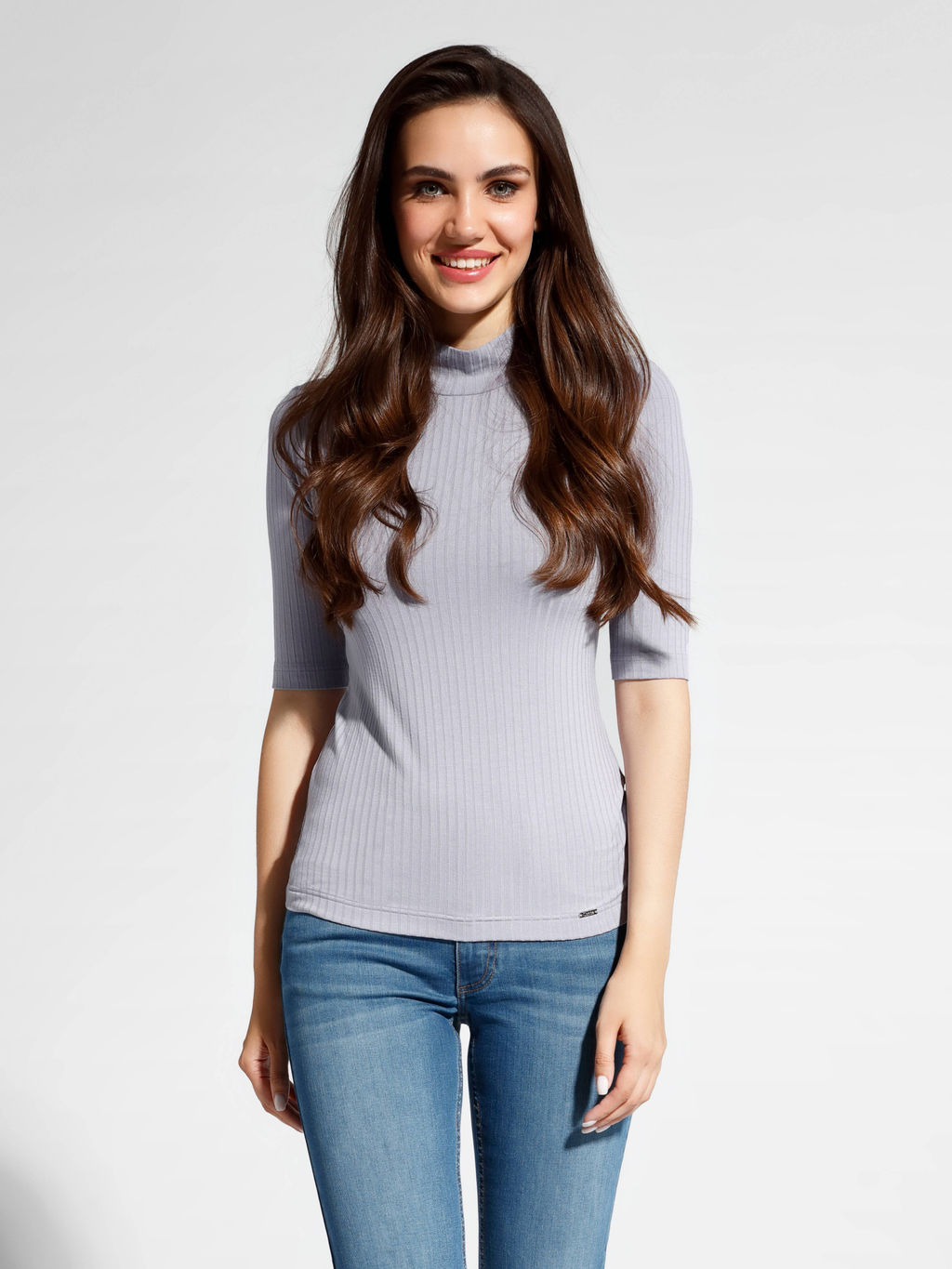 CONTE Топ в рубчик из вискозы премиального качества LD 1031 lilac grey