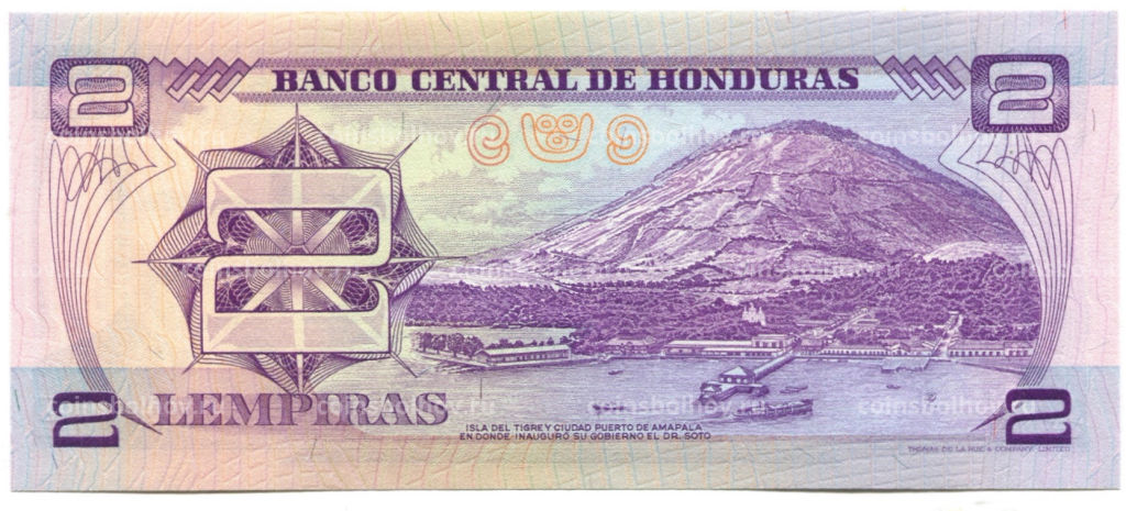 Банкнота 2 лемпиры 1976 года Гондурас