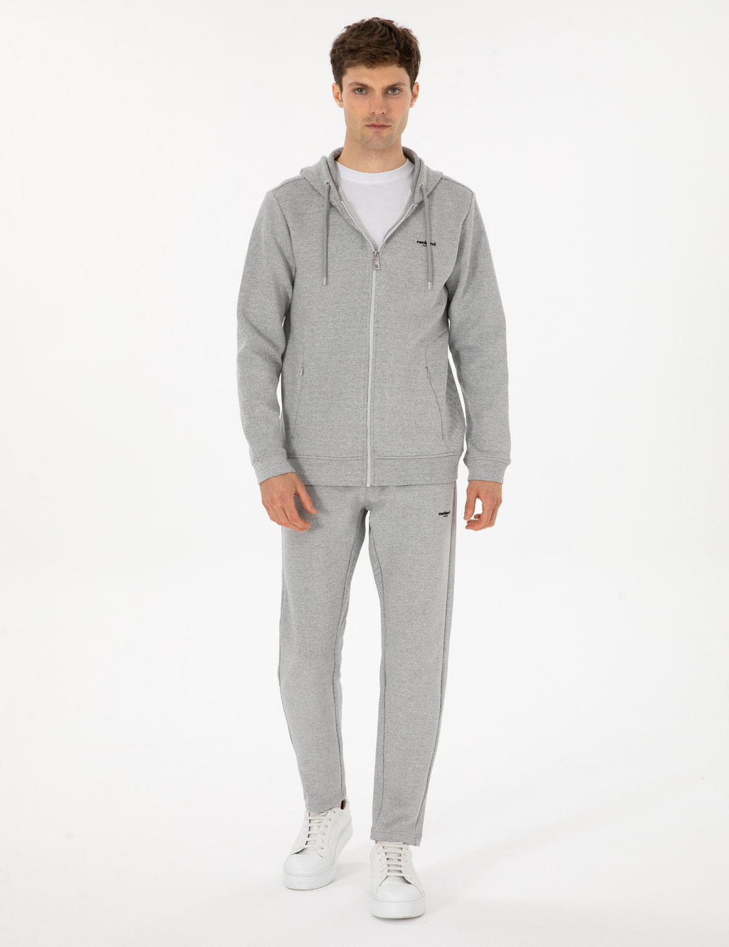 Gri Melanj Regular Fit Pamuk Kar___ml_ Tam Fermuarl_ Sweatshirt - Cacharel фото 4