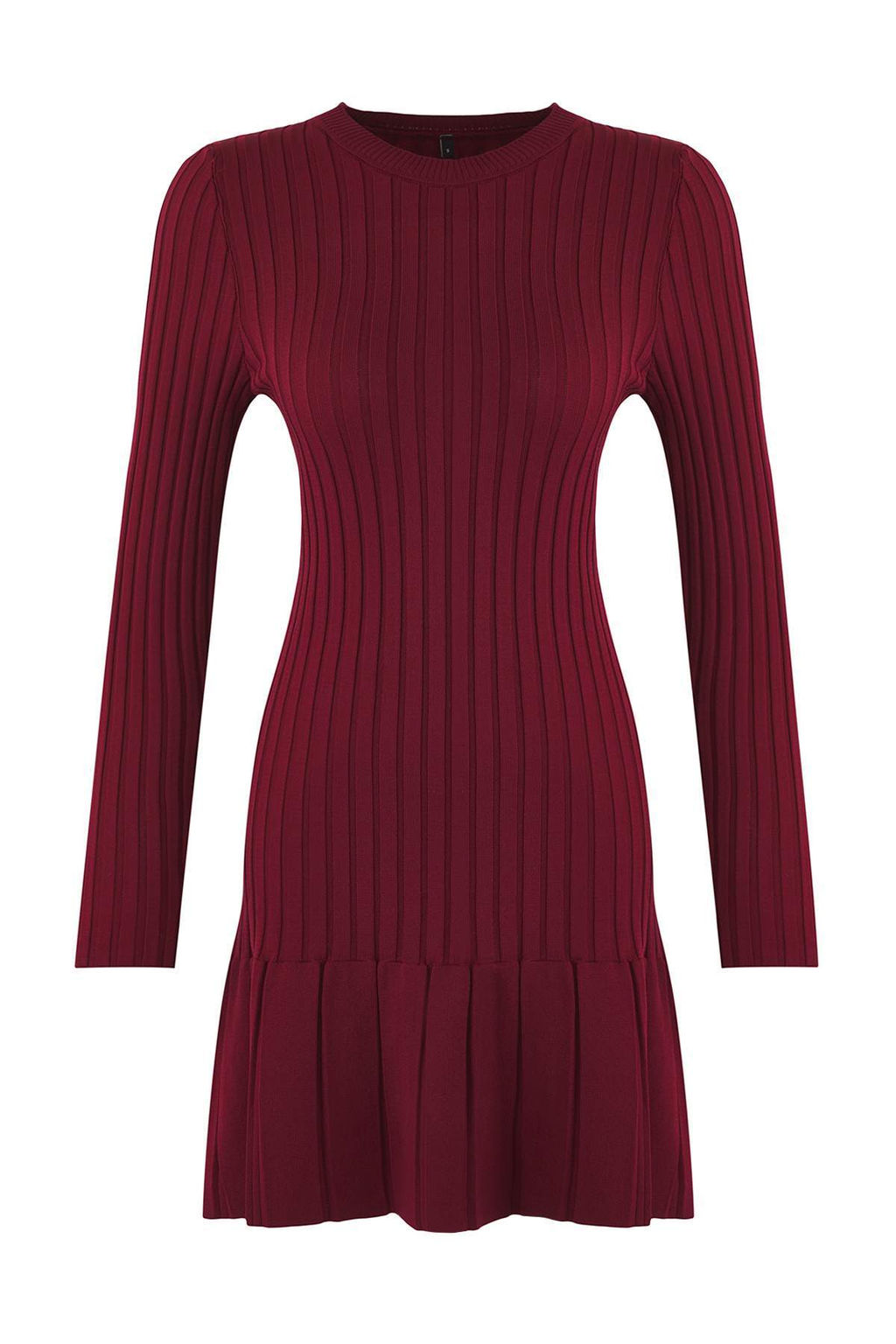 Bordo Mini Pileli Triko Elbise TWOAW24EL00013