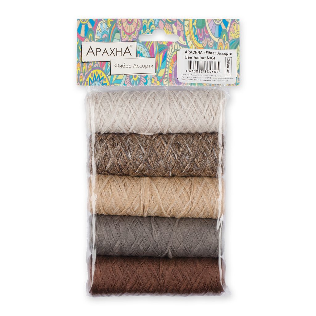 Пряжа ARACHNA Fibra Ассорти 100% полиэфир 5 х 20 г 110 м  10 м