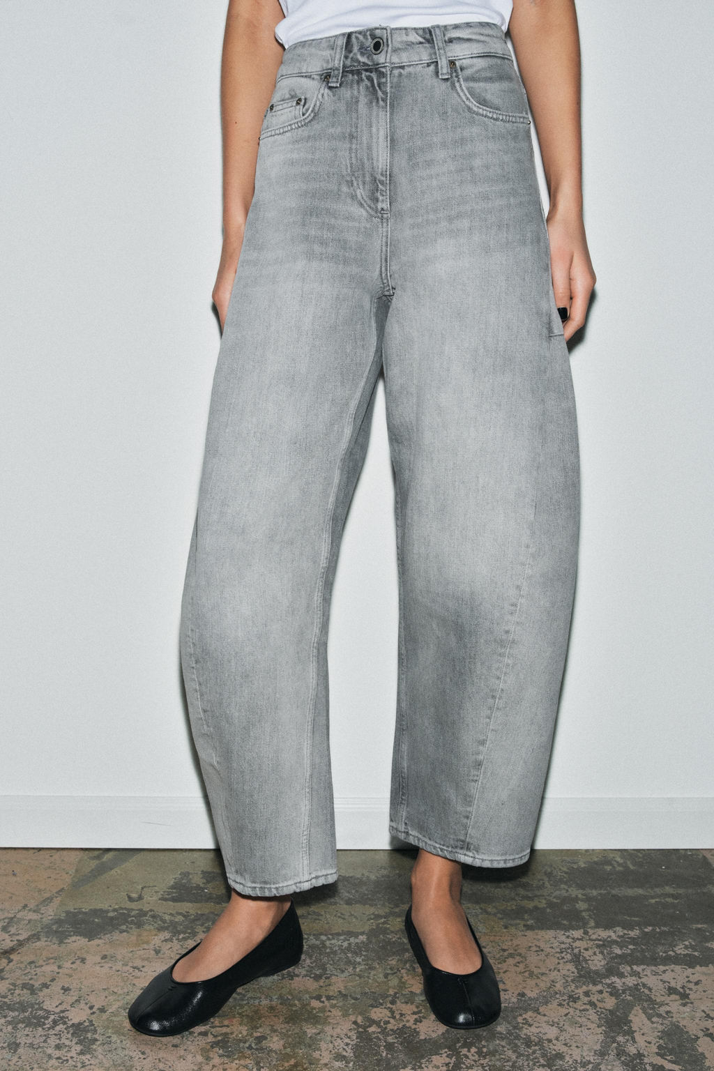 JEANS ZW COLLECTION ANKLE BALLOON TIRO MEDIO / Gris - Zara фото 8