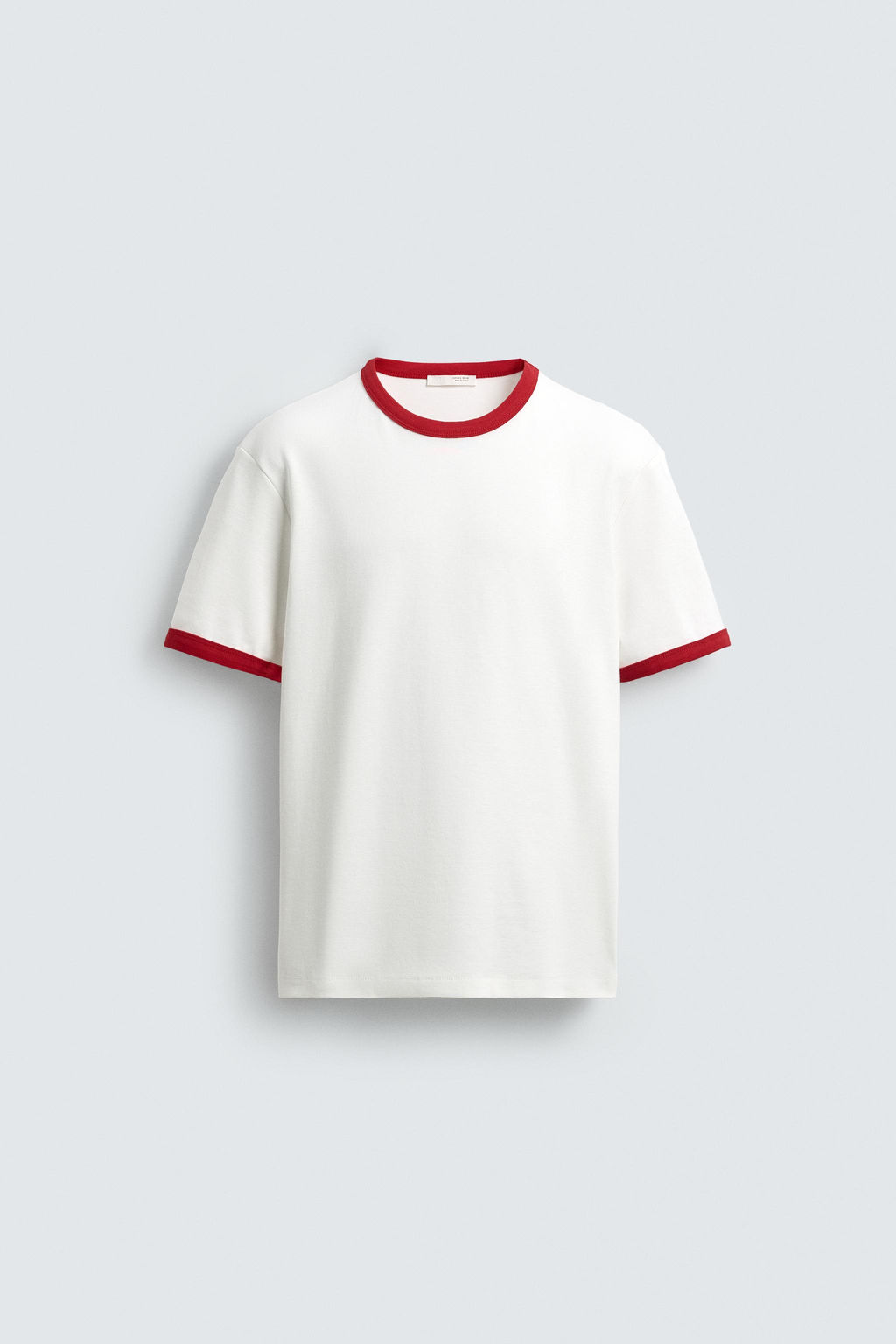 CAMISETA RIB CONTRASTE B?SICA / Blanco / Rojo - Zara фото 7