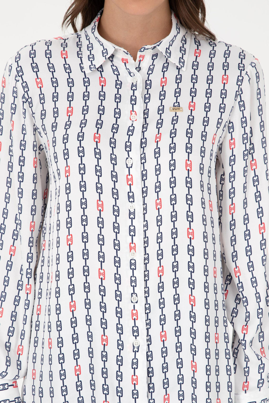 Женская кремовая рубашка с длинным рукавом Неожиданная скидка в корзине - U.s. polo assn фото 6