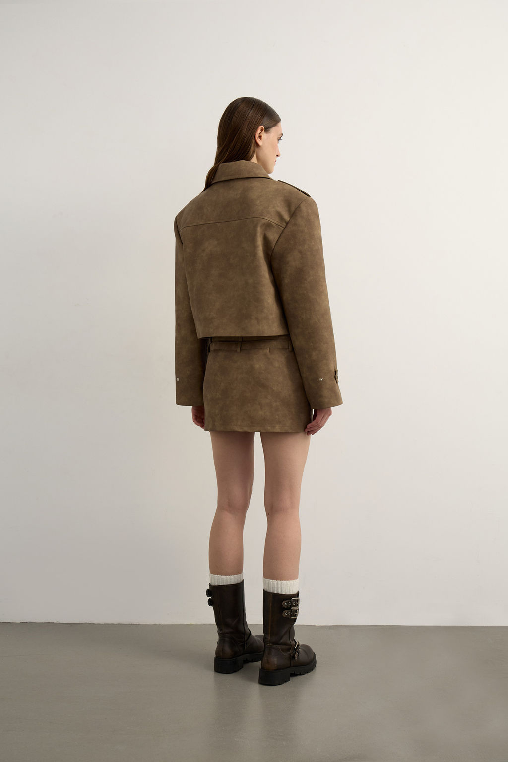 Куртка кожаная с металлическими заклепками - Mollis фото 4