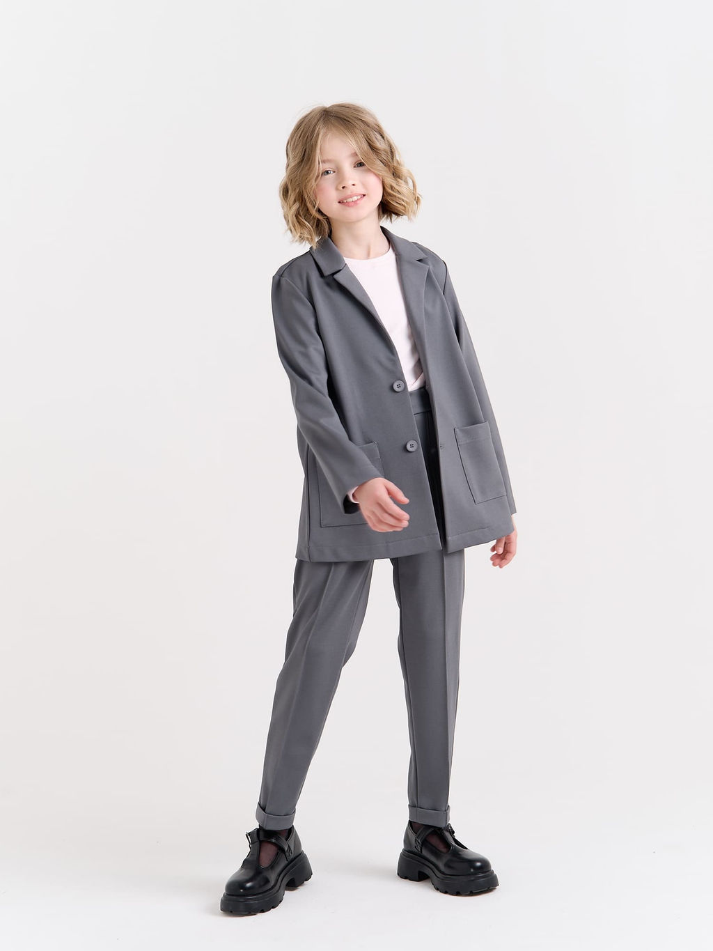 Брюки зауженные Серые для девочки 7+ - Bungly фото 6