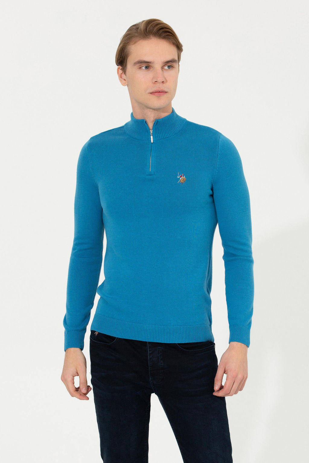 Мужской кобальтовый трикотажный свитер - U.s. polo assn фото 14
