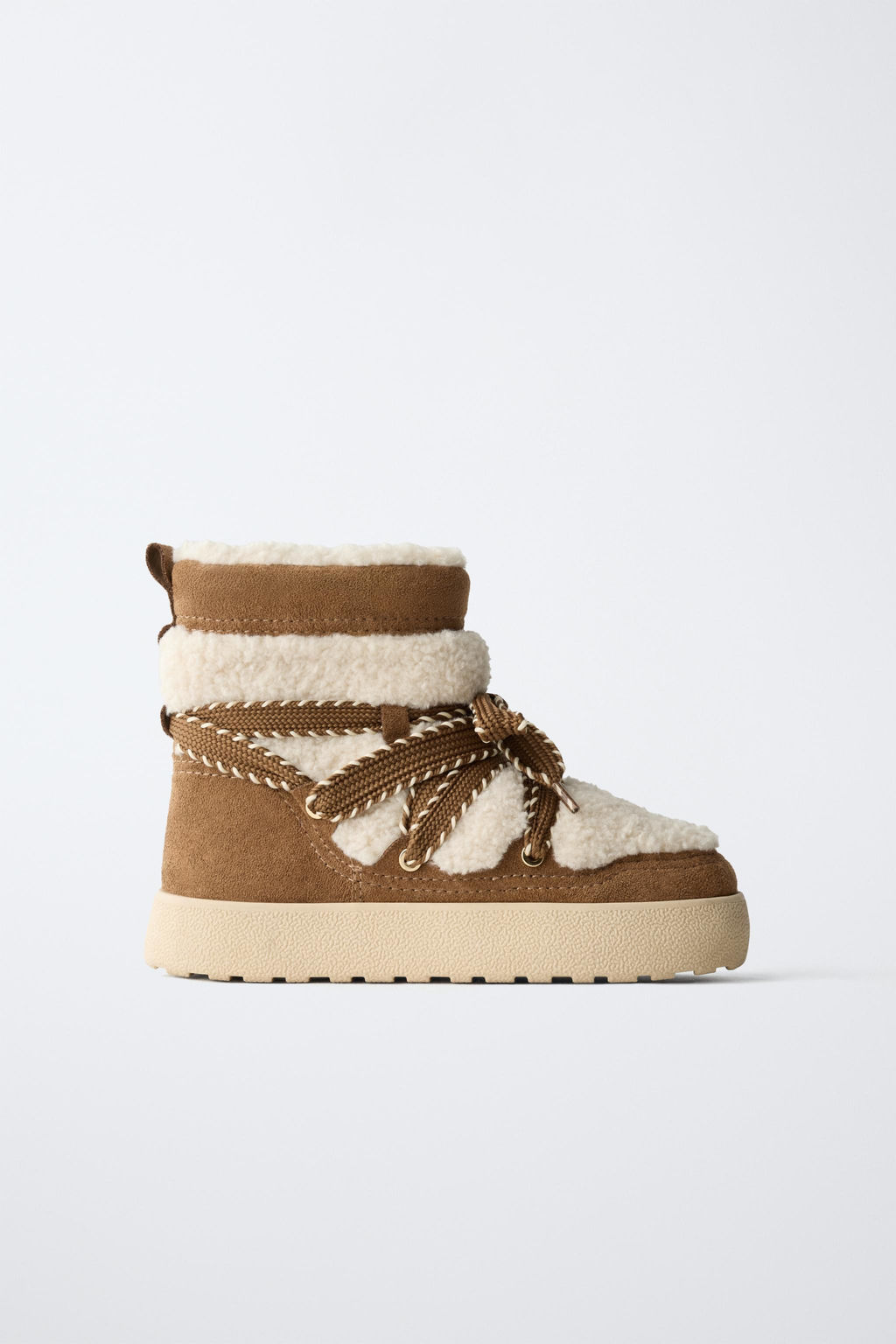 COMBINED FAUX SHEARLING ANKLE BOOTS - Zara фото 2