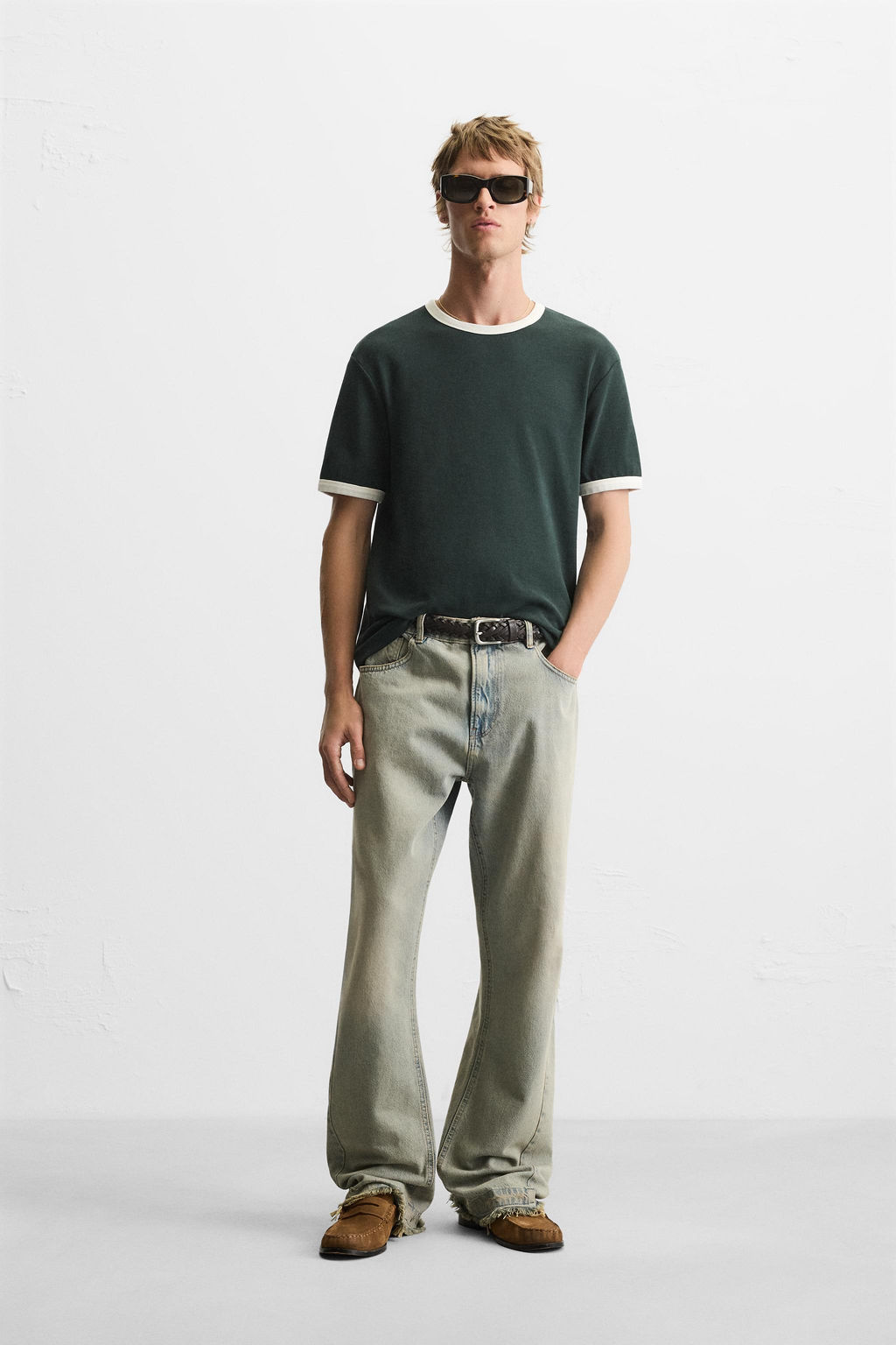 BASIC CONTRAST RIB T-SHIRT
