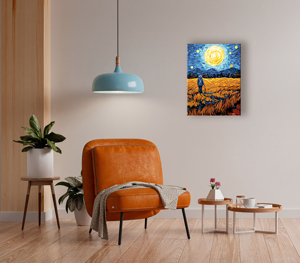 ФРЕЯ PNB/PMC-295 Набор для раскрашивания по номерам ( цветной холст ) 40 х 30 см Звездная ночь над полем