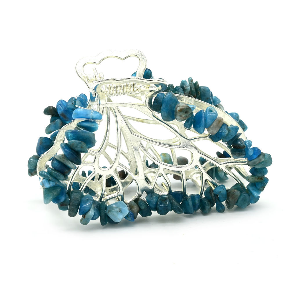 Заколка краб для волос бабочка с апатитом 8*3,5*5см