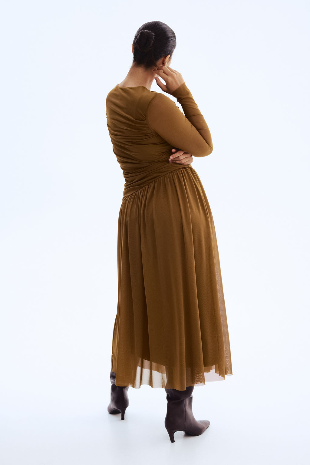 Vestido drapeado de malla - H&m фото 7