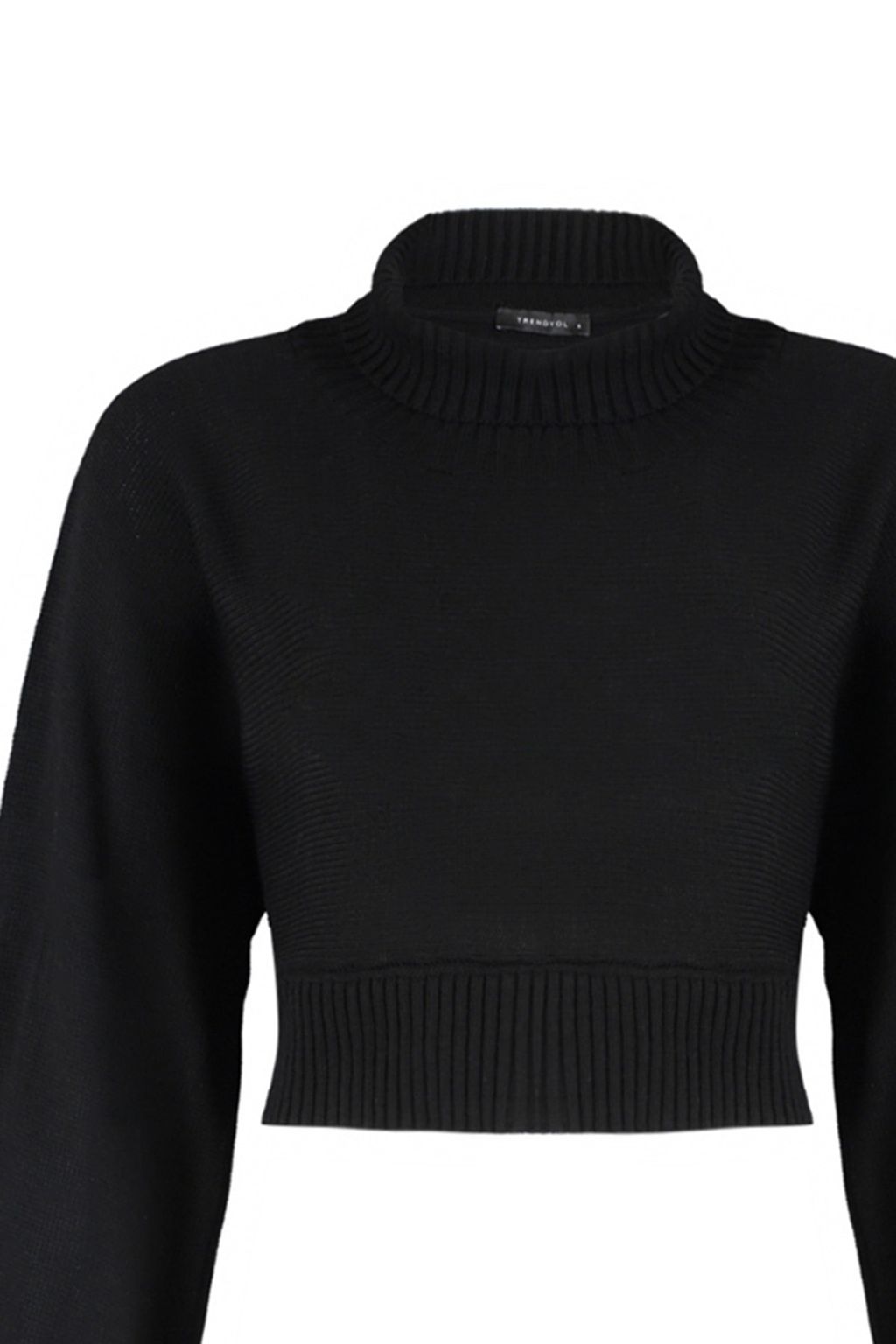 Siyah Super Crop Basic Triko Kazak TWOAW21KZ0163