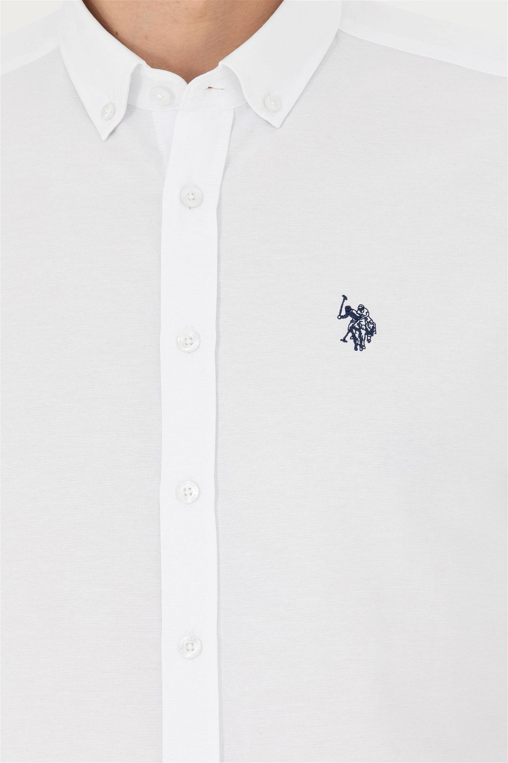 Мужская белая базовая рубашка с длинным рукавом - U.s. polo assn фото 7