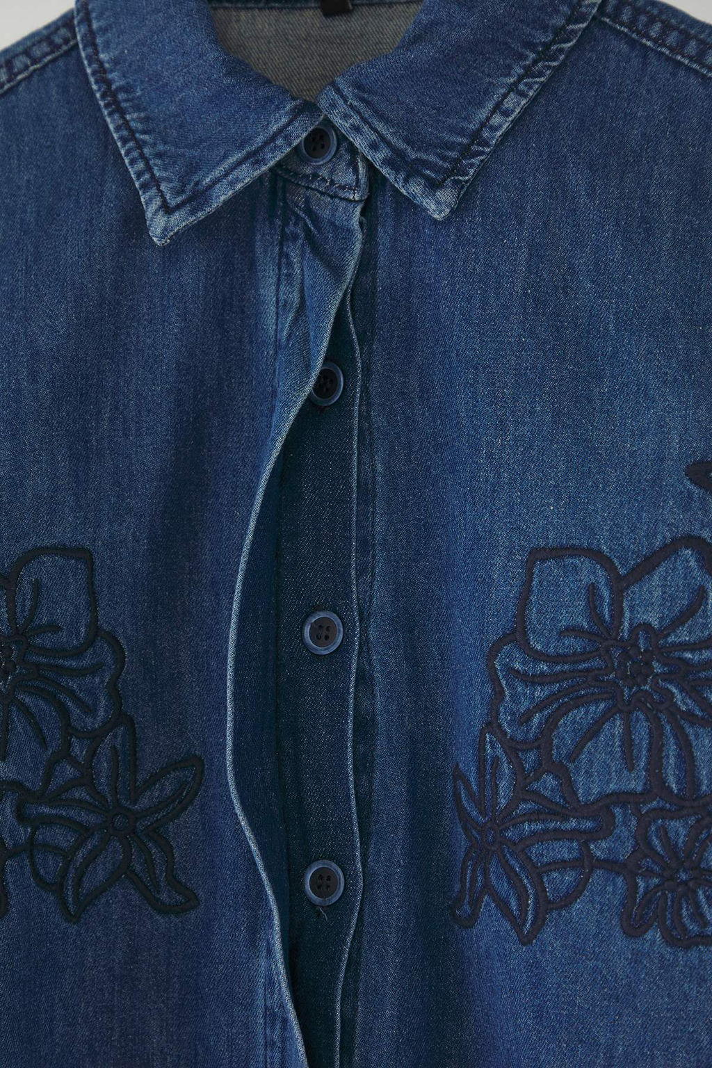 Koyu Mavi Nak?s Detayl? Uzun Kollu Denim Gomlek TWOAW26GO00031