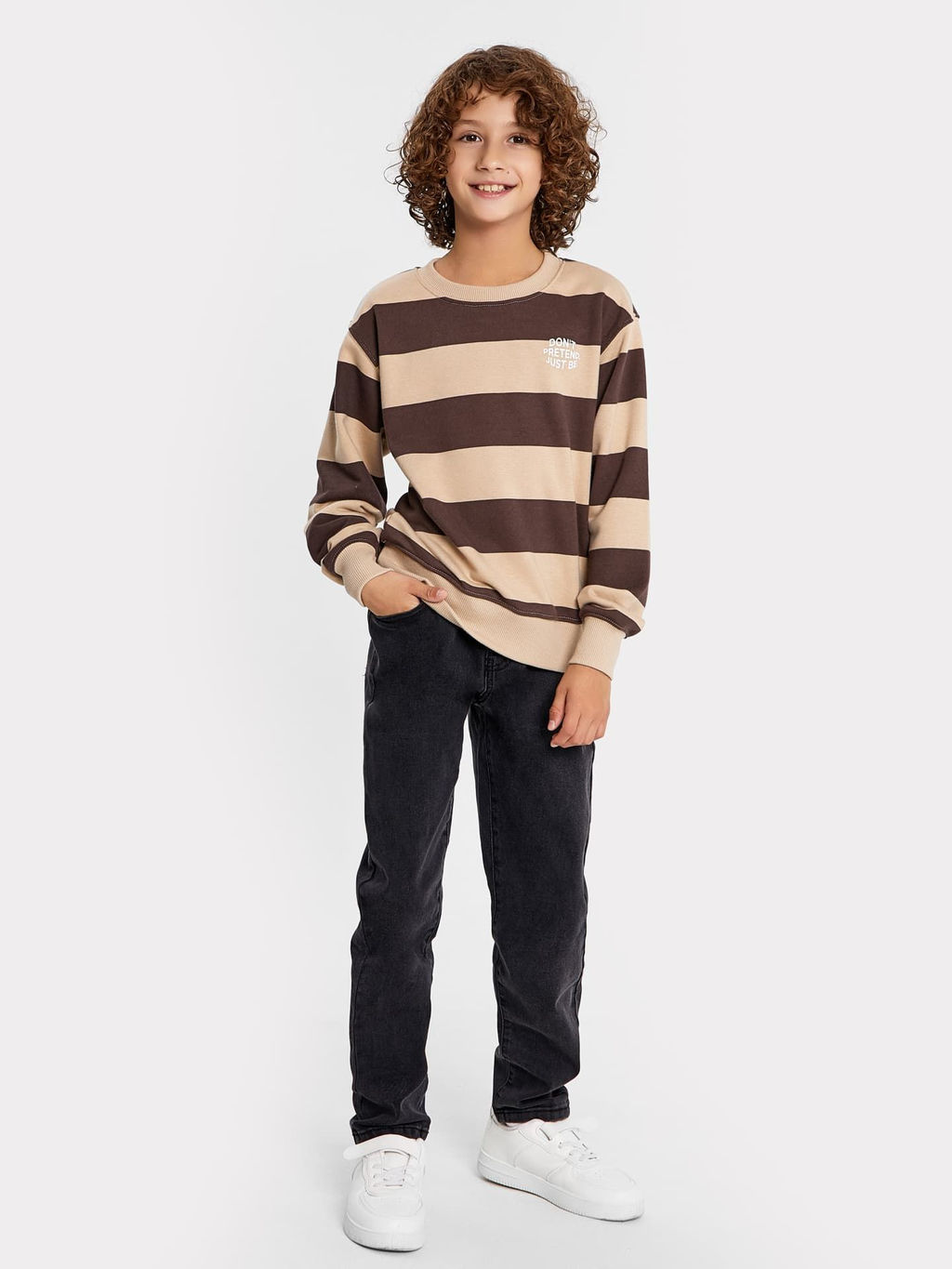 Джемпер для мальчиков в коричнево-бежевую полоску - Mark formelle фото 2