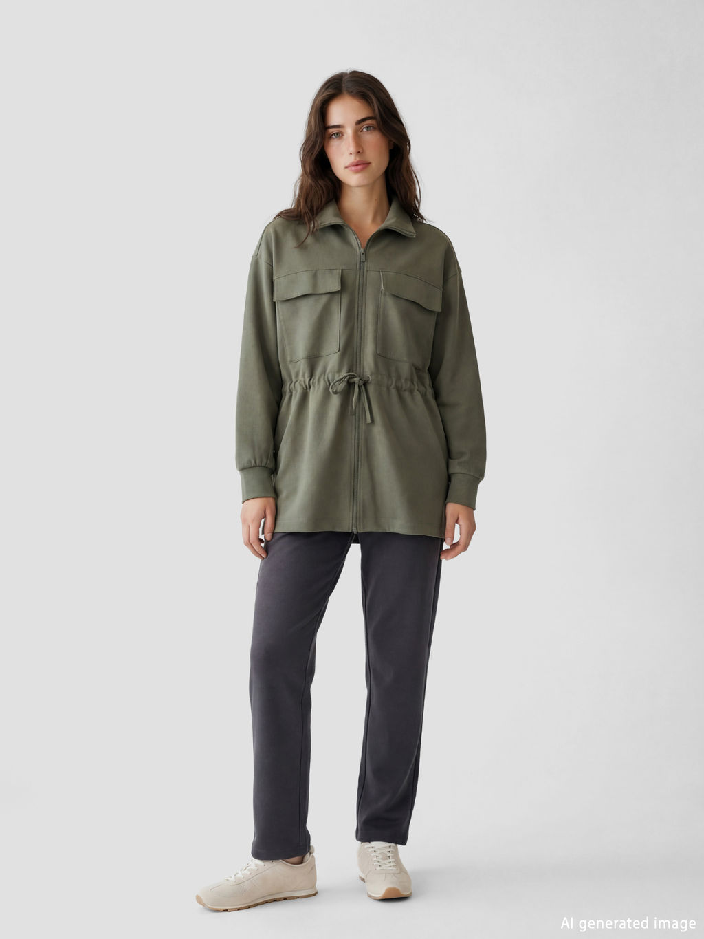 Dik Yaka Soft Touch Kad?n Fermuarl? Sweatshirt