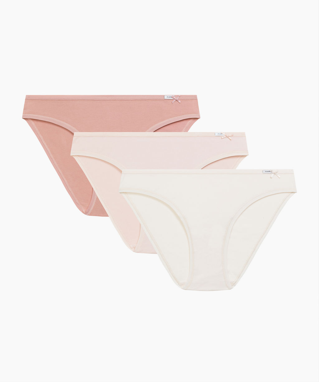 ATLANTIC 3CLP-001 Трусы бикини Bikini - набор 3 шт. светло-бежевый + белый + светло-серый меланж