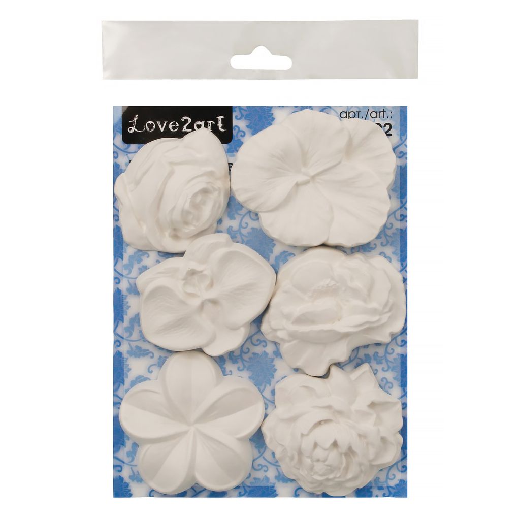 Заготовка для декорирования Love2art ВА-02 Набор заготовок для декорирования гипс 21 х 16 х 2 см 6 шт Цветы