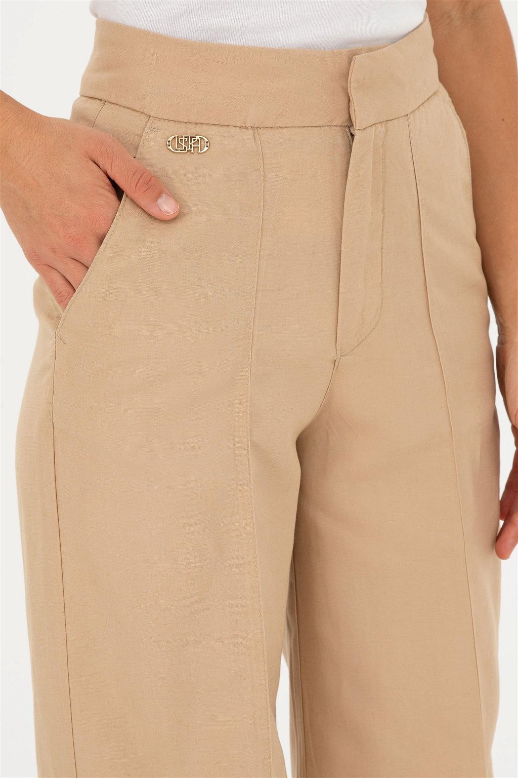 Женские брюки песочного цвета из парусины Неожиданная скидка в корзине - U.s. polo assn фото 5
