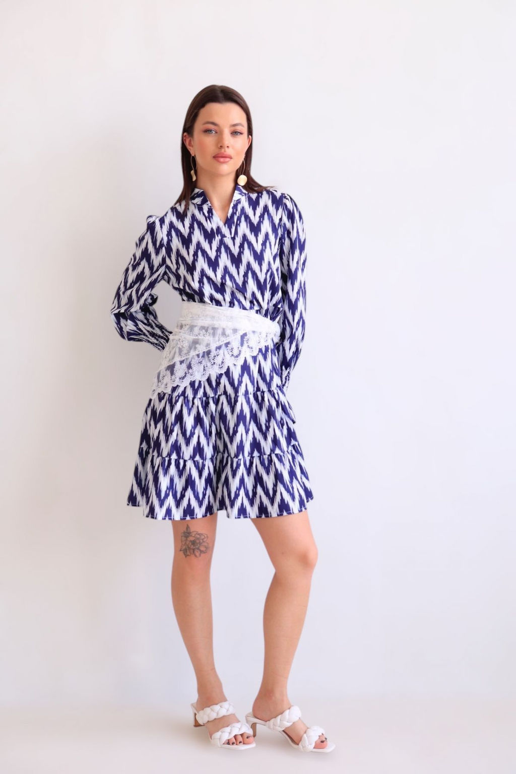 Martichelli Платье зиг-заг бело-синее  фото 10